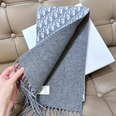 Dior Oblique Cashmere Scarf Grey