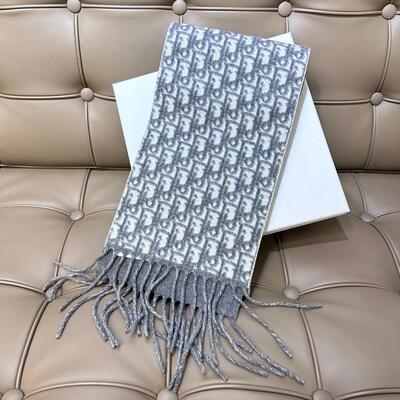 Dior Oblique Cashmere Scarf Grey