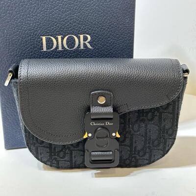 Dior Saddle Pouch With Strap Oblique Black