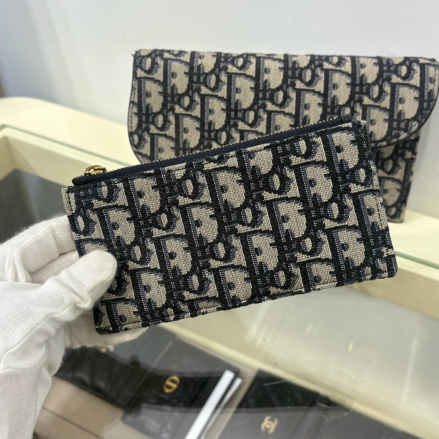Dior Wallet On Chain Oblique Blue (A)