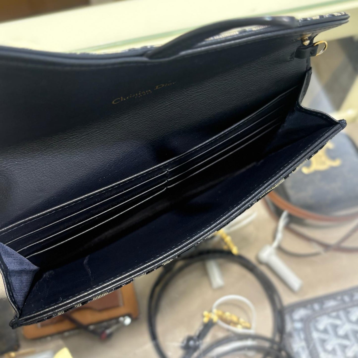 Dior Wallet On Chain Oblique Blue (A)