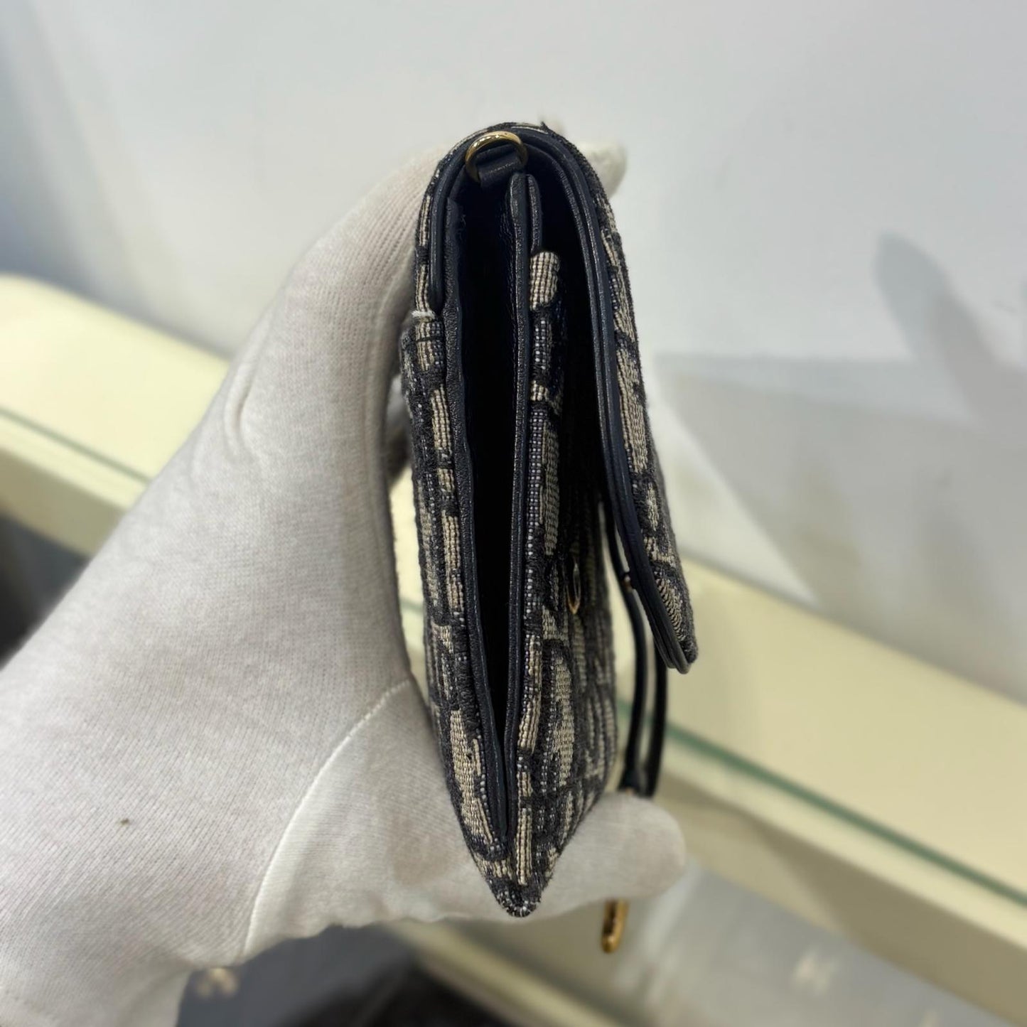 Dior Wallet On Chain Oblique Blue (A)