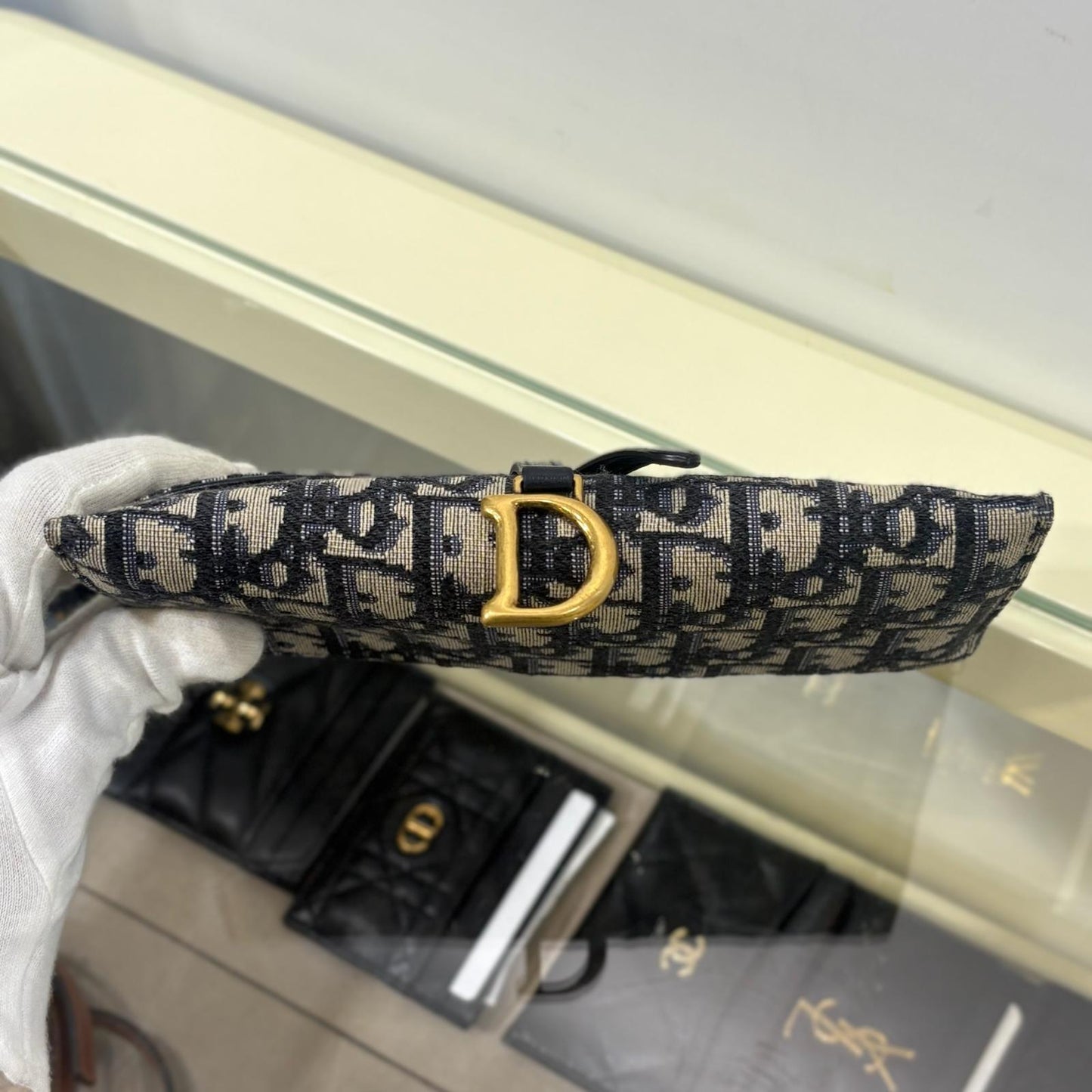 Dior Wallet On Chain Oblique Blue (A)
