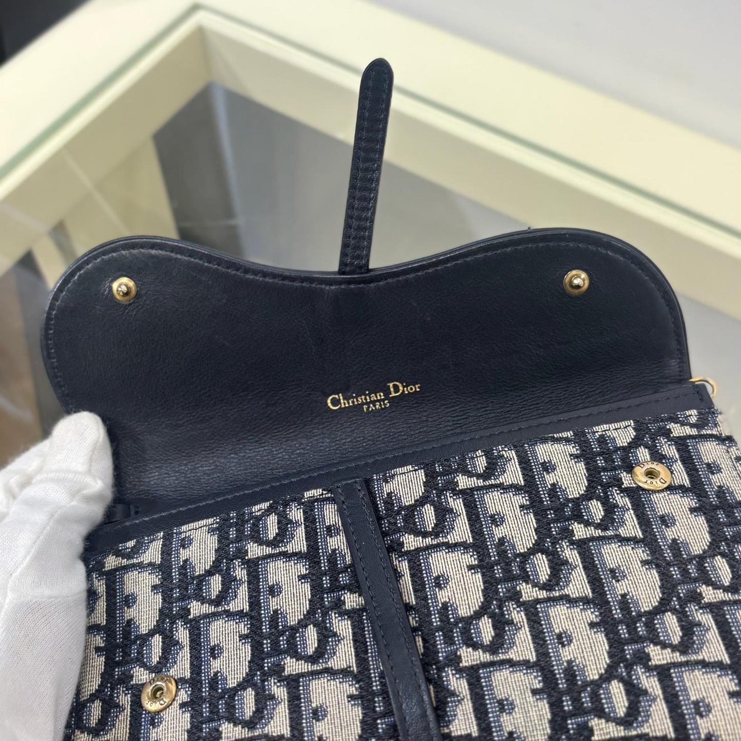 Dior Wallet On Chain Oblique Blue (A)