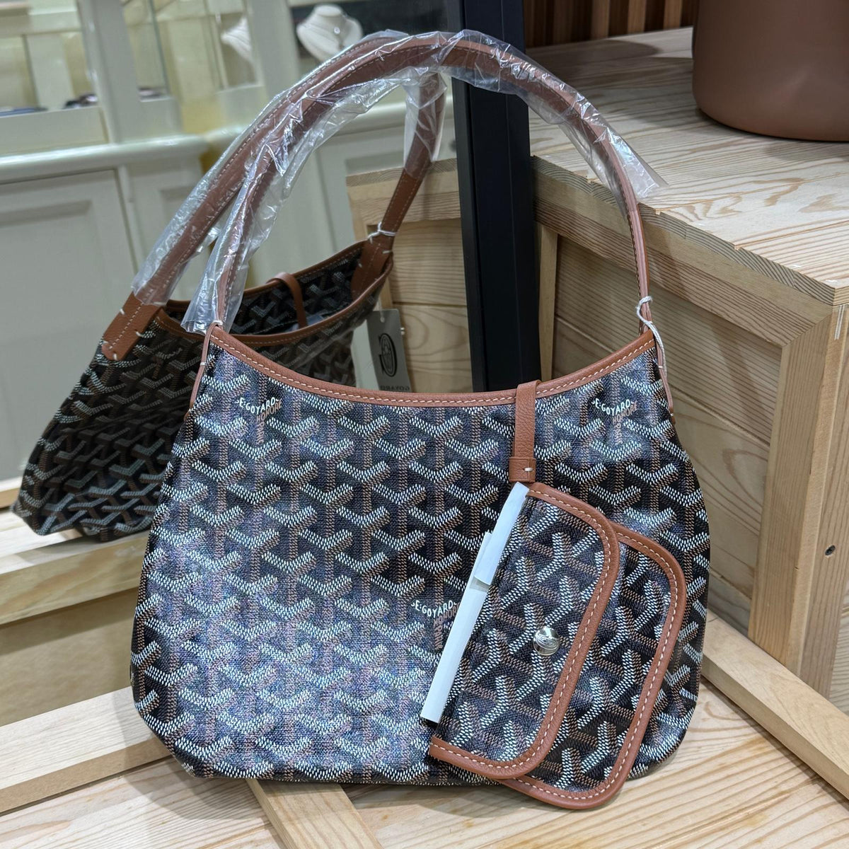 Goyard Mini Boheme Hobo Black Tan