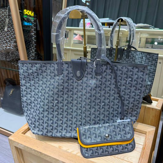 Goyard St Louis PM Tote Bag Grey Croc Universel 連夾扣