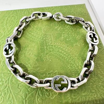 Gucci 925 Mens Silver Interlocking G Bracelet