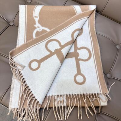 Hermes Casaque Mors scarf Camel Ivorie