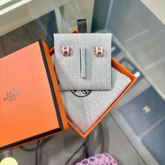 Hermes Mini Pop H Earring Rose Gold Pink