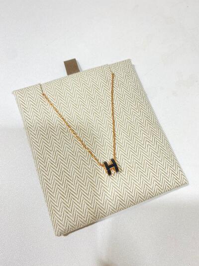 Hermes Mini Pop H Necklace Rose Gold Black