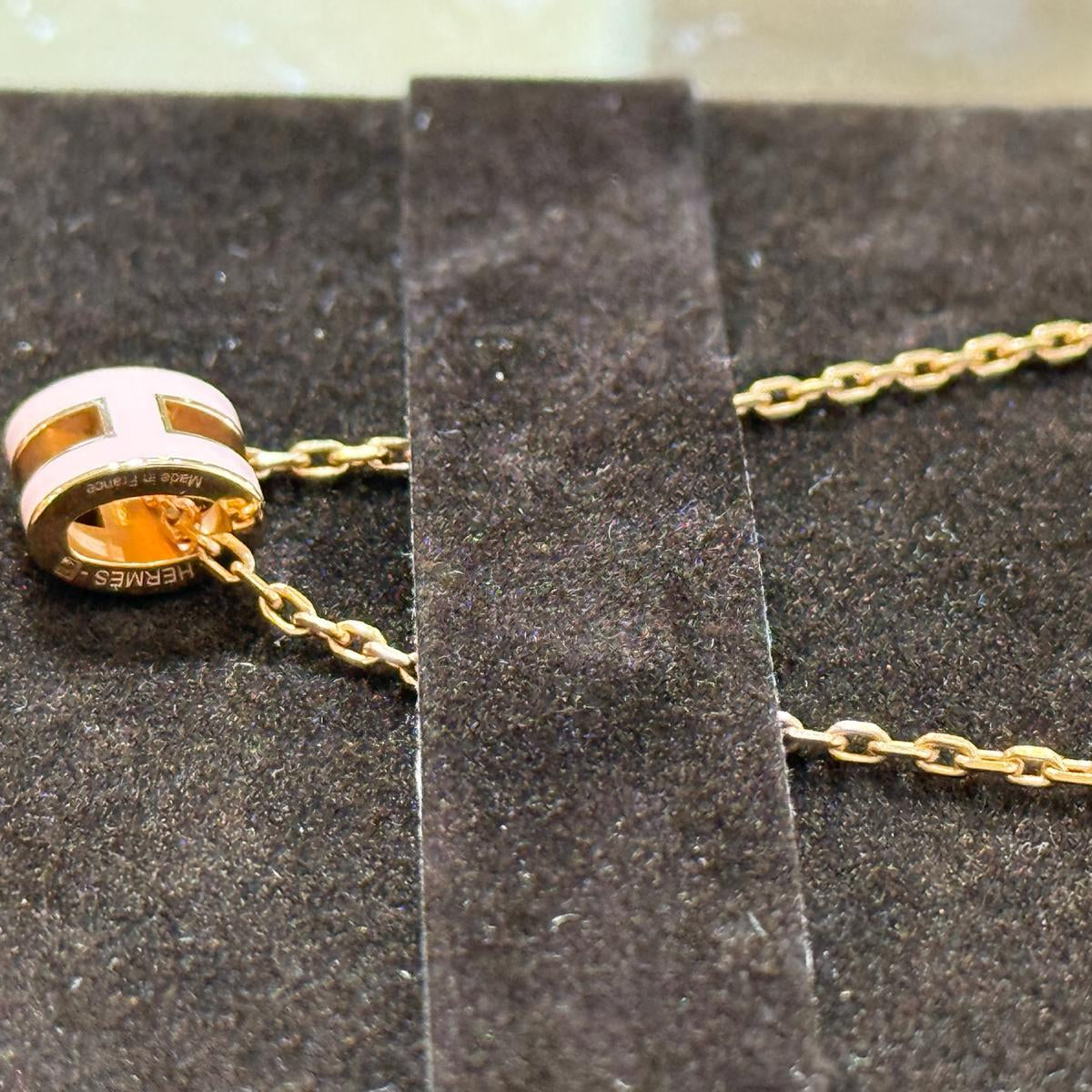 Hermes Mini Pop H Necklace Rose Gold Pink (A)
