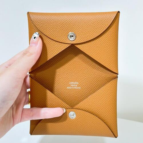 Hermes Calvi Card Holder Epsom Calf Gold