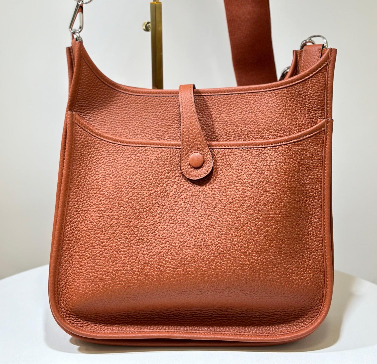 Hermes Evelyne III 29 Brown Silver 6C, Clemence, Stamp B