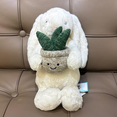 Jellycat Cream Bunny With Plant 抱蘆薈兔