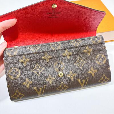 LV Sarah Wallet Monogram Canvas Brown Coquelicot