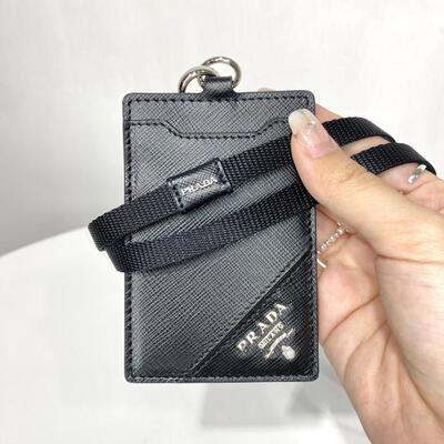 Prada Logo Badge Holder Black