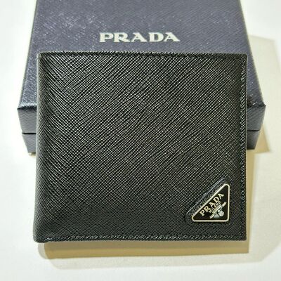 Prada Mens Wallet with Coin Black Triangle Large