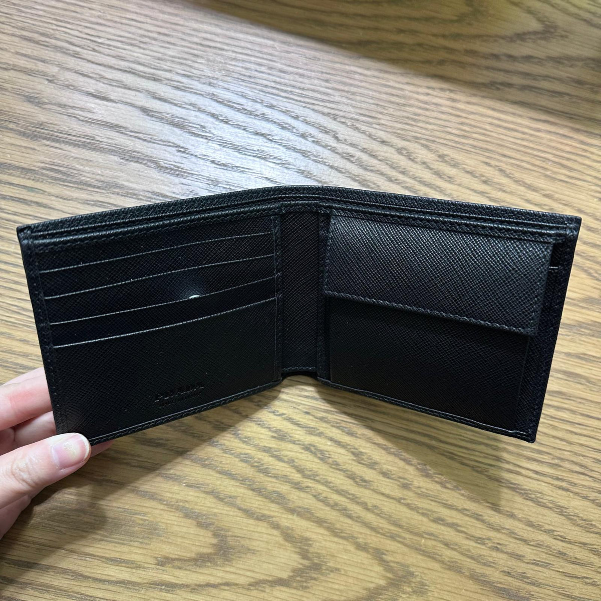 Prada Saffiano Leather Wallet Coin Purse Black