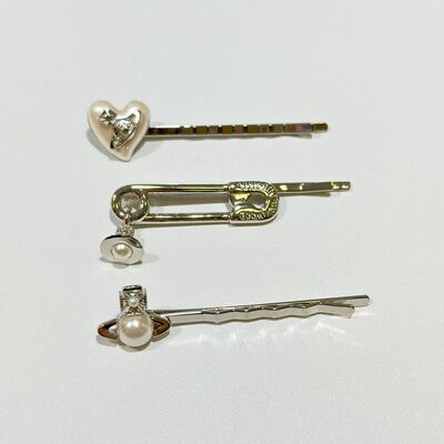 Vivenne Westwood Tilde Bobby Pin Set Of Three Silver (Hair Clips)