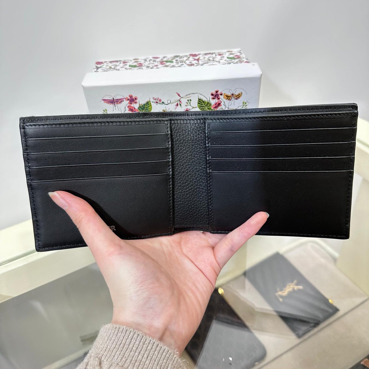 Dior Saddle Bifold Wallet Oblique Blue