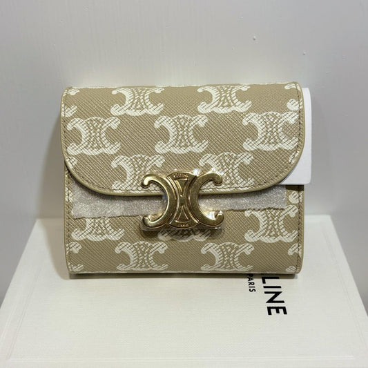 Celine Small Triomphe Wallet Canvas Grege