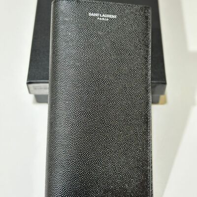 YSL Mens Long Wallet Black Silver