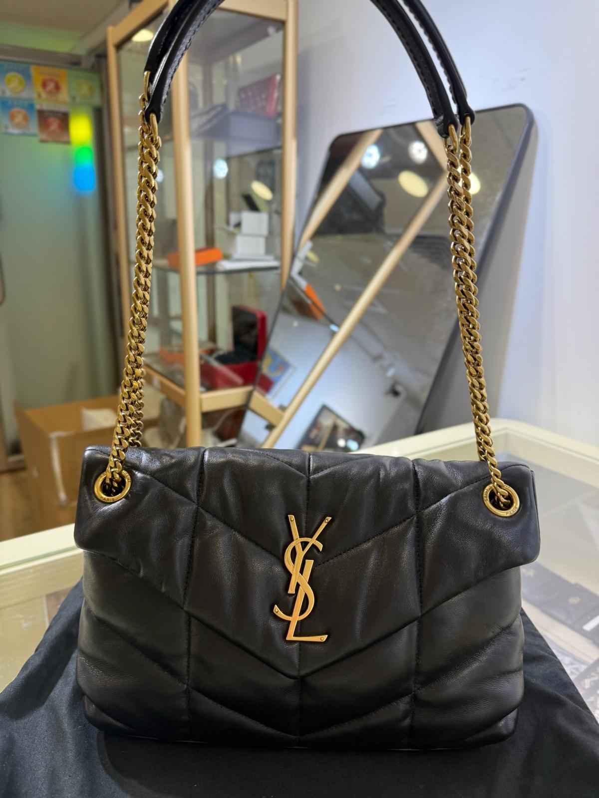 YSL Small Puffer Bag Black Gold (A)