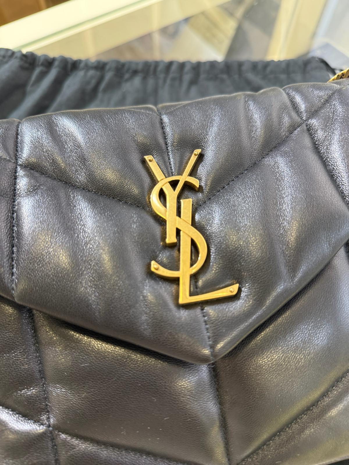 YSL Small Puffer Bag Black Gold (A)