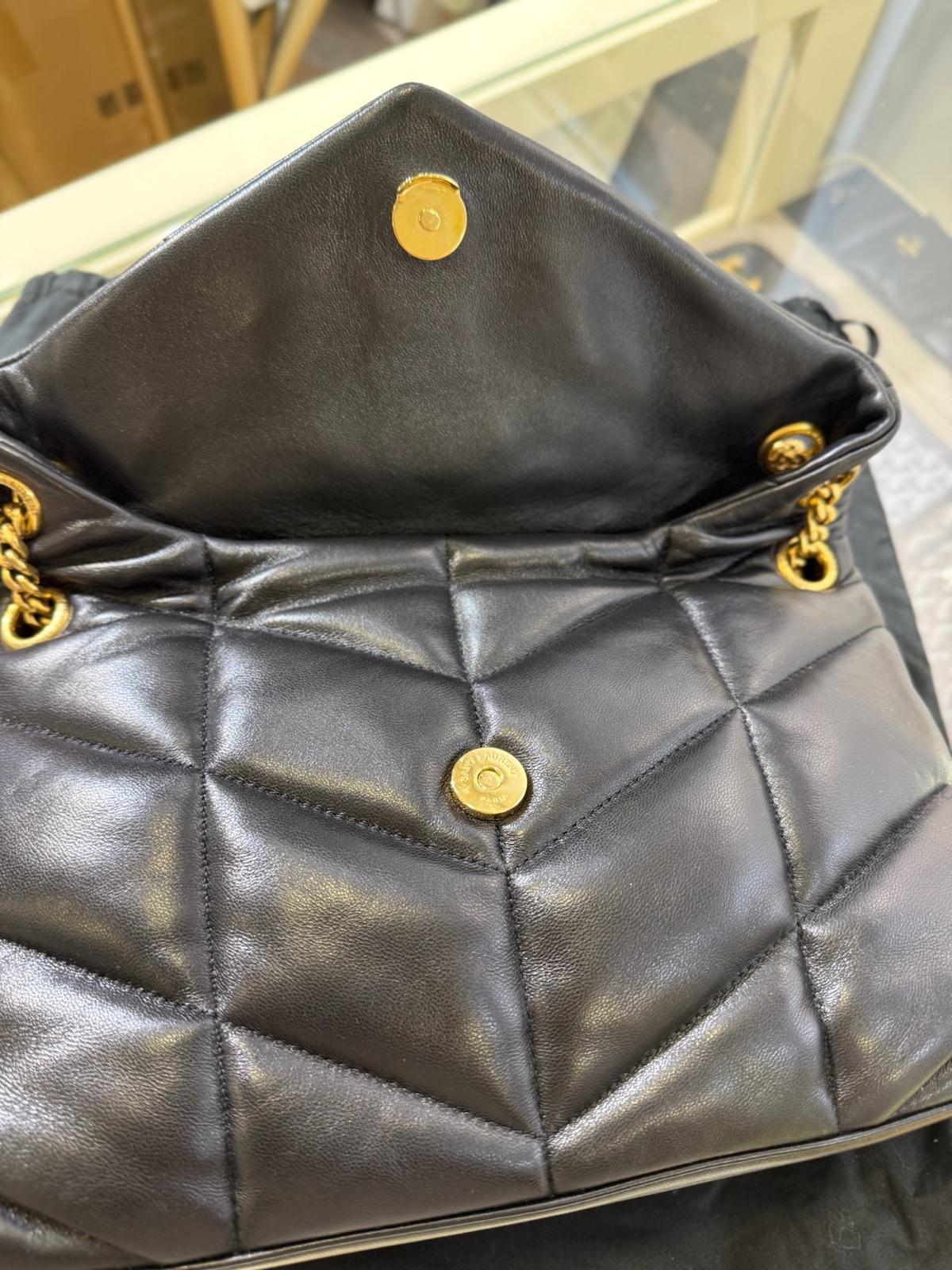 YSL Small Puffer Bag Black Gold (A)