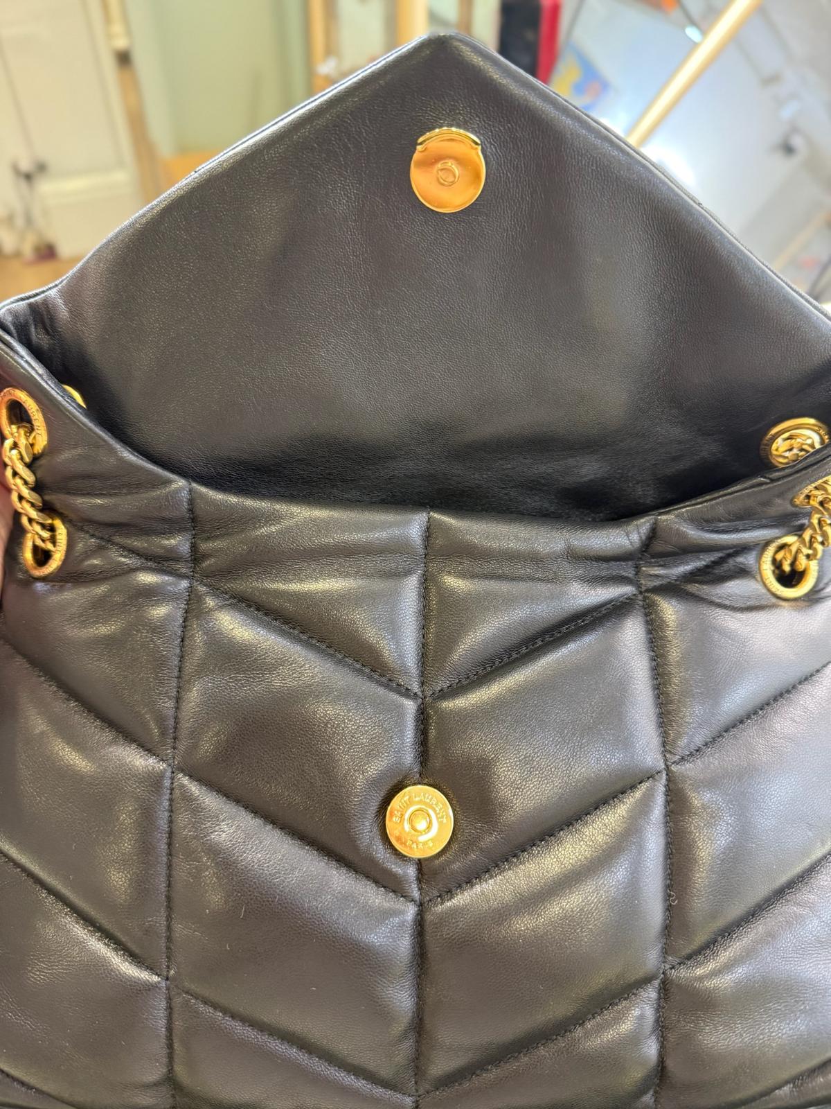 YSL Small Puffer Bag Black Gold (A)