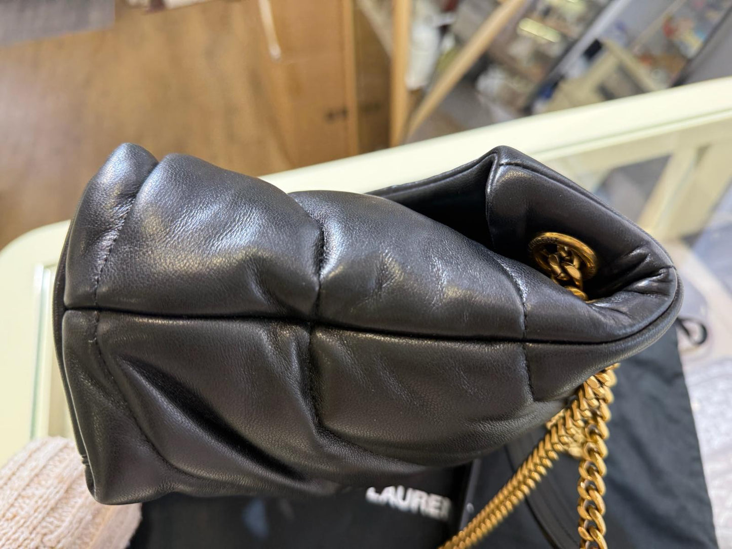 YSL Small Puffer Bag Black Gold (A)