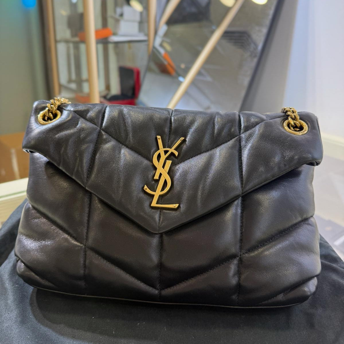 YSL Small Puffer Bag Black Gold (A)