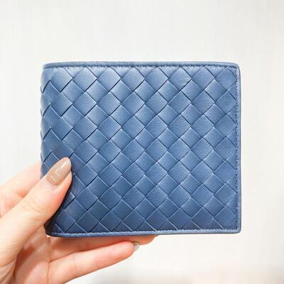 BV Mens Small Wallet Celeste Blue