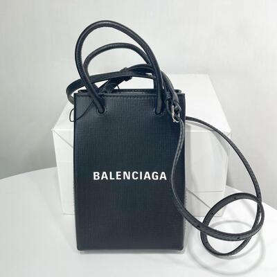Balenciaga Mini Shopping Phone Holder Black