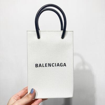 Balenciaga Mini Shopping Phone Holder White