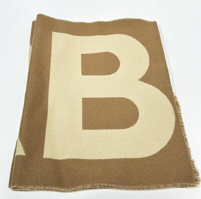 Burberry Logo Wool Jacquard Scarf Birch Brown