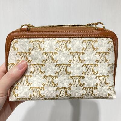 Celine Clutch On Chain Canvas White