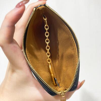 Celine Coin and Card Pouch White Logo Canvas Tan