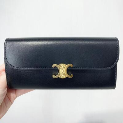 Celine Long Triomphe Wallet Black