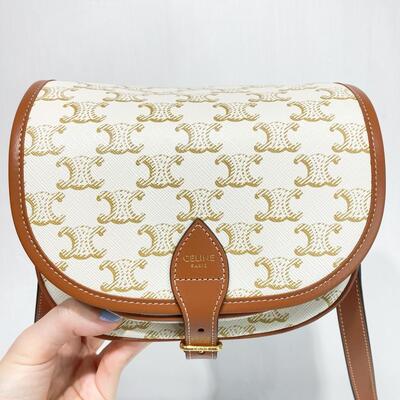 Celine Medium Folco Bag Canvas White