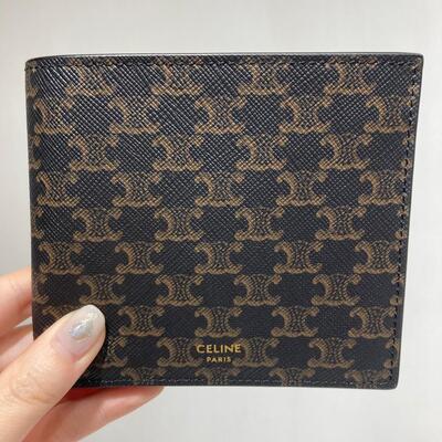 Celine Mens Wallet with Coin Canvas Tan