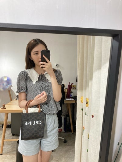 Celine Mini Vertical Cabas Canvas Tan