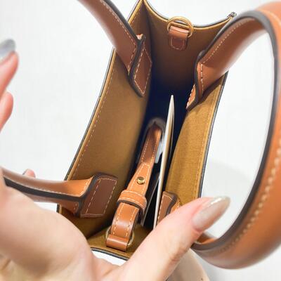 Celine Mini Vertical Cabas Canvas Tan