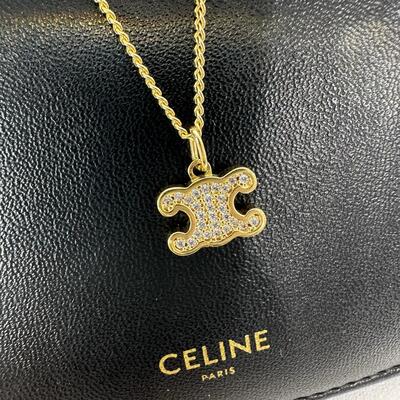 Celine Rhinestone Necklace Gold