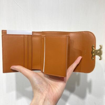 Celine Small Triomphe Wallet Canvas White