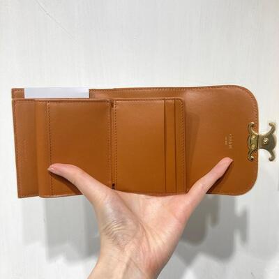 Celine Small Triomphe Wallet Canvas White