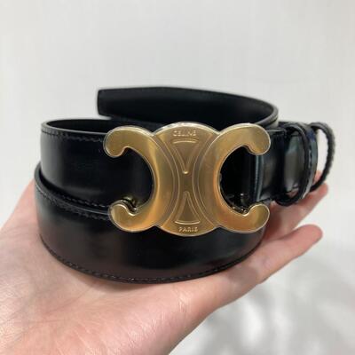 Celine Triomphe Belt Medium 2.5cm Black