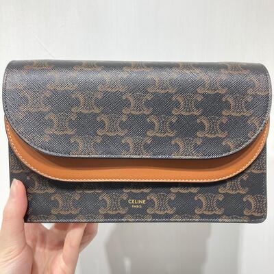 Celine Wallet On Strap Canvas Tan