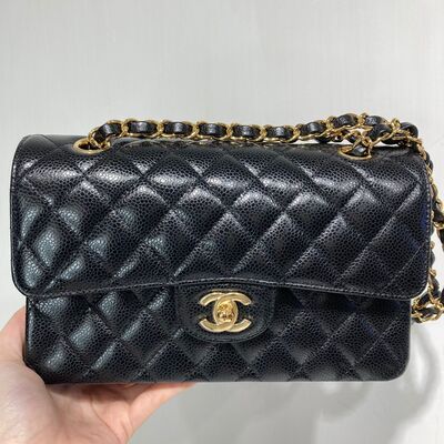 Chanel Classic CC Bag 23cm Black Gold Cow
