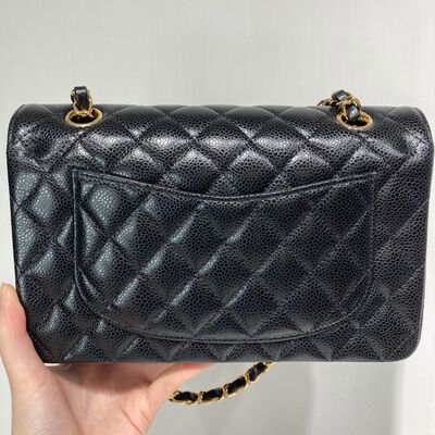 Chanel Classic CC Bag 23cm Black Gold Cow